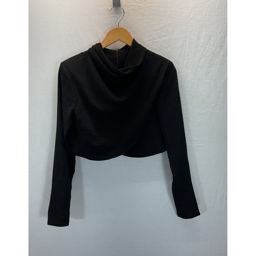 New Misha Collection Womens Violetta L Ebony Cropped‎ Top turtleneck